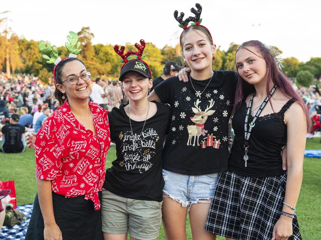 At Triple M Mayoral Carols by Candlelight are (from left) Kirstie Tooley, Ciana Bliss, Eve Tooley and Ellyana Stuart, Sunday, December 8, 2024. Picture: Kevin Farmer