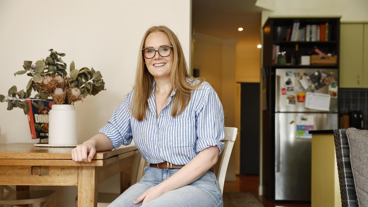 Pictured at her rental at Rozelle in Sydney is Hayley McCoy. Hayley has bought an apartment in Brisbane. Picture: Richard Dobson