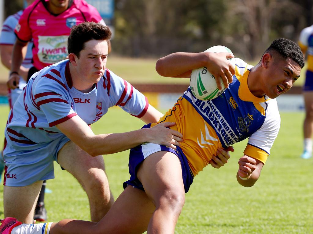 Isaiya Katoa in action for Patrician Brothers. Picture: Toby Zerna