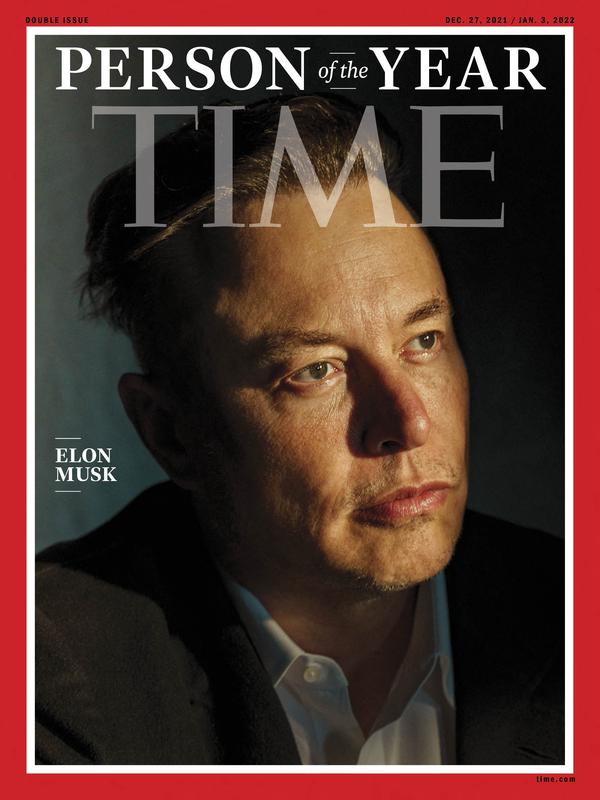Elon Musk has been named Time's "Person of he Year" for 2021. Picture: Mark Mahaney/Time/AFP