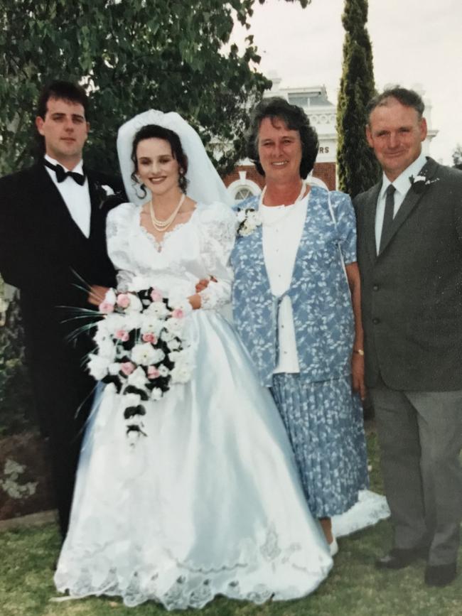 Geoff and Donna Hale were high school sweethearts, pictured on their wedding day in 1996.