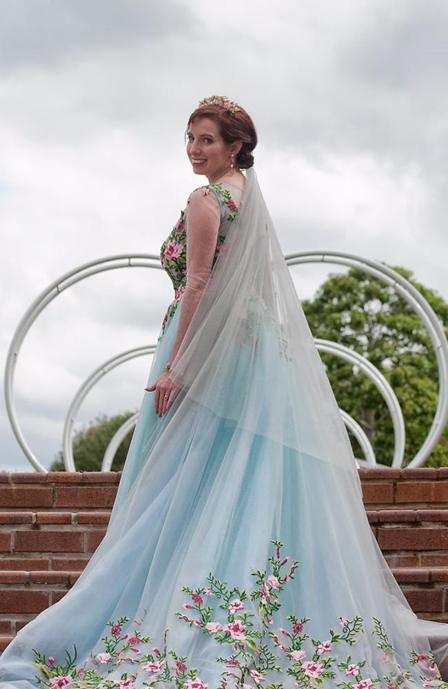 Wedding dress designer Rebecca Thompson in her wedding dress. Picture: (supplied)