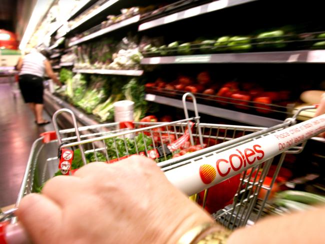 Generic Coles supermarket at New Farm. Coles Shopping Trolley. Shopping.