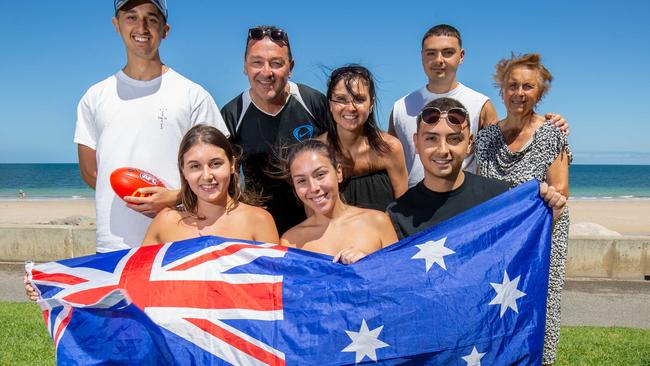 Friends and family set up for some beach fun at Glenelg in 2023. Picture: Ben Clark