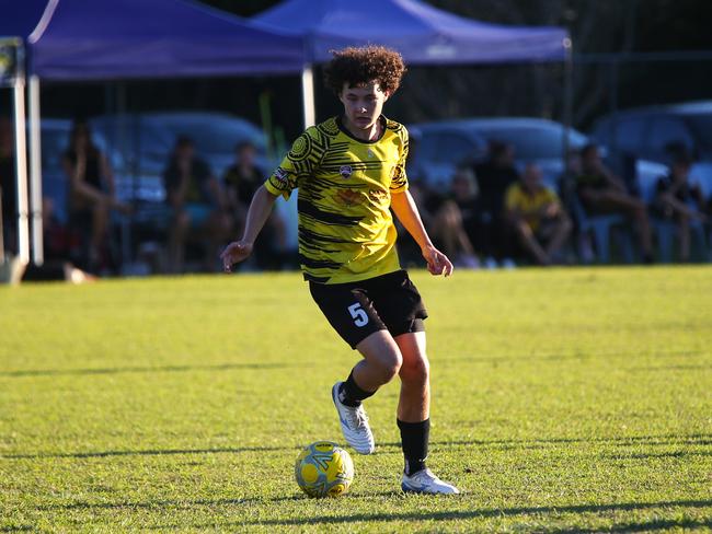 Pictured: Travis Pershouse. Edge Hill United FC v Mareeba Bulls. FQ Far North 2024. Elimination match, finals week one. Photo: Gyan-Reece Rocha