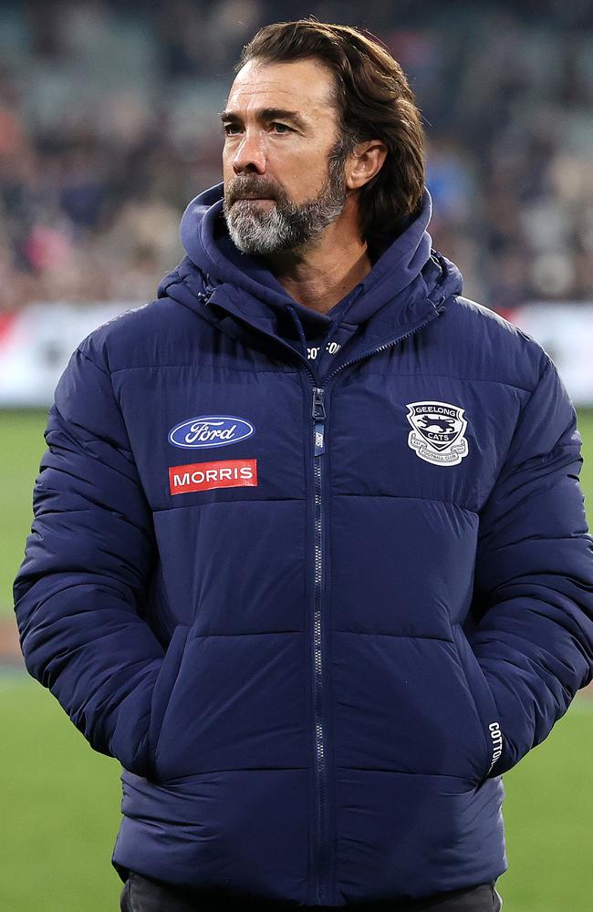 Geelong coach Chris Scott after the game on Friday night. Picture: Mark Stewart