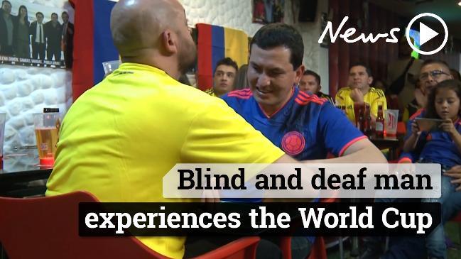 Blind and deaf man experiences the World Cup