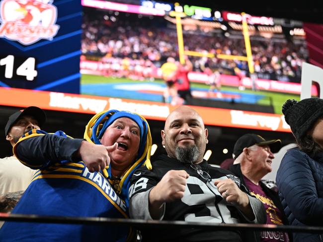 Fans pictures at Allegiant Stadium for the NRL's historic double header.