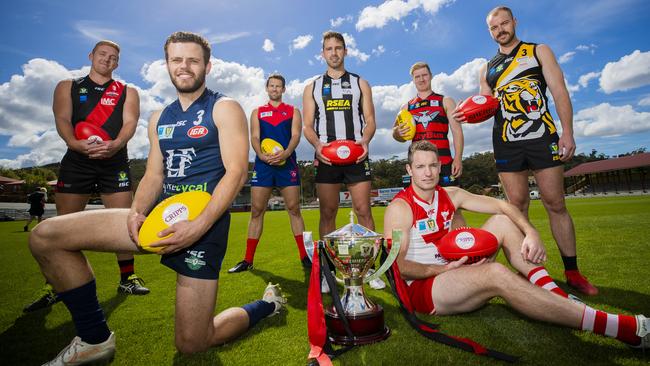 L-R Bradley Cox-Goodyer, Jay Blackberry, Hugh Williams, Sam Rundle, Bryce Walsh (back) Brady Jones and Sam Rice. TSL. Picture: RICHARD JUPE