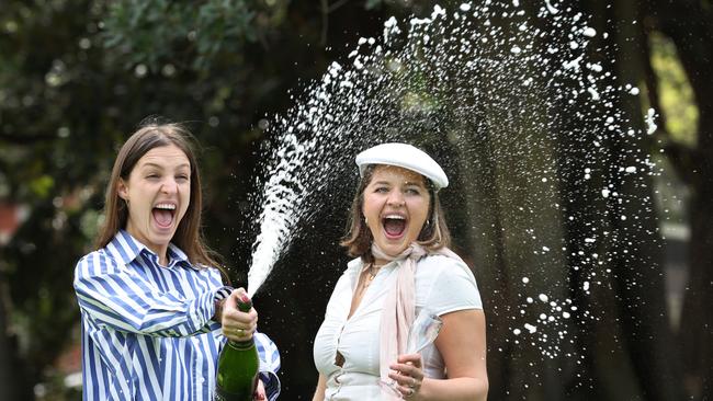 Alice Kalt and Sarah Wilson get into the spirit at French food and wine festival So Frenchy, So Chic’s new offshoot event, Le Grape Escape. Picture: David Caird