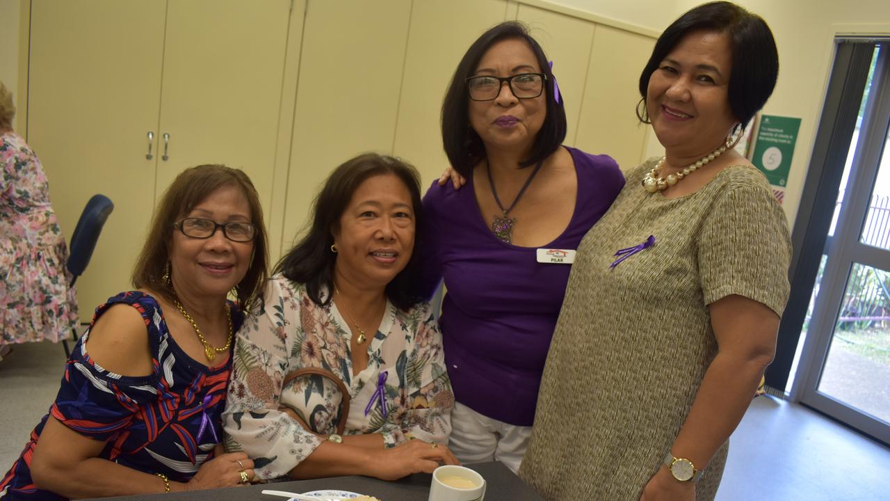 (L) Wilma Moore, Melinda Suodin, Pilar Wyatt, Luz Frivaldo enjoy International Women's Day Morning Tea at the Maryborough Neighbourhood Centre.