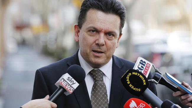 SA Independent senator Nick Xenophon speaks to media. Picture: David Moir/AAP