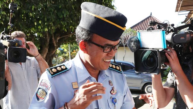 Butan Bangli Governor Made Suwendra arrives at the jail ahead of Bali Nine heroin courier Renae Lawrence’s release. Picture: Liam Kidston.