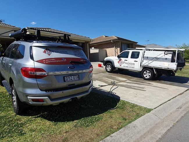 JR Precision Tiling vehicles are listed as the company's only assets. Source: Facebook.