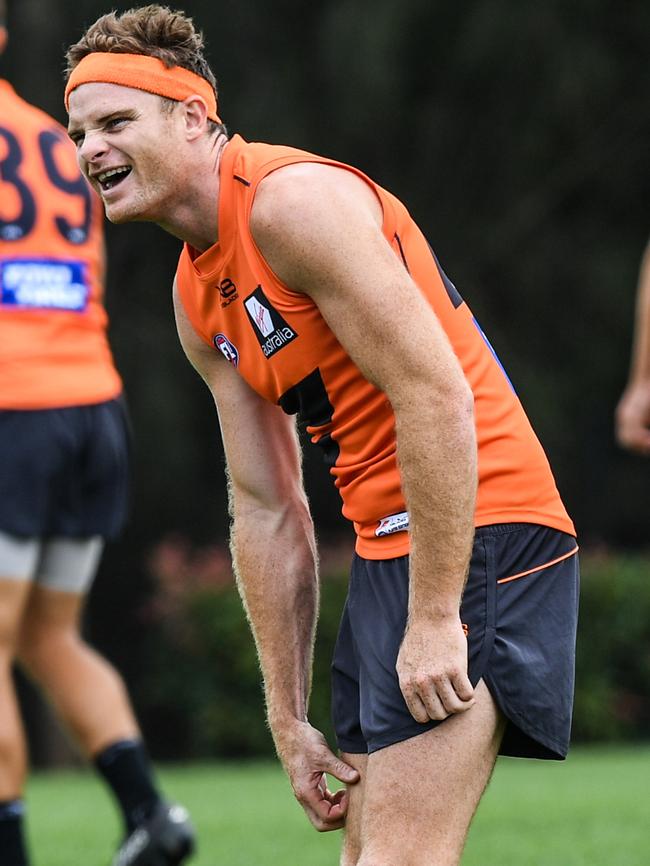 Heath Shaw has a laugh at Greater Western Sydney training.