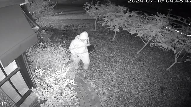 The theft was captured on Mr Harris’s CCTV cameras in his front yard. Picture: Justin Harris