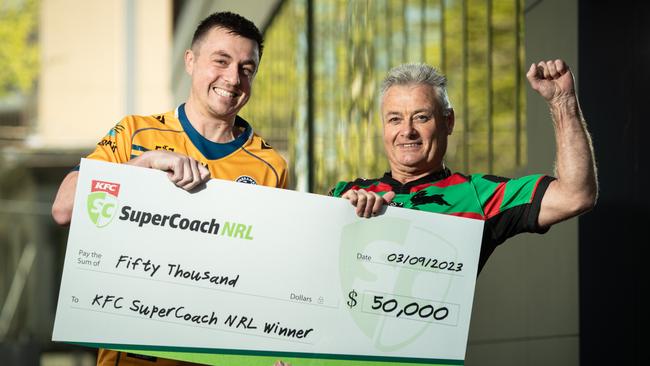 Wayne Hartas (right) of Sydney won SuperCoach NRL in 2023, pocketing $50,000. Mate Alex Smith, pictured, persuaded him to play. Picture: Julian Andrews