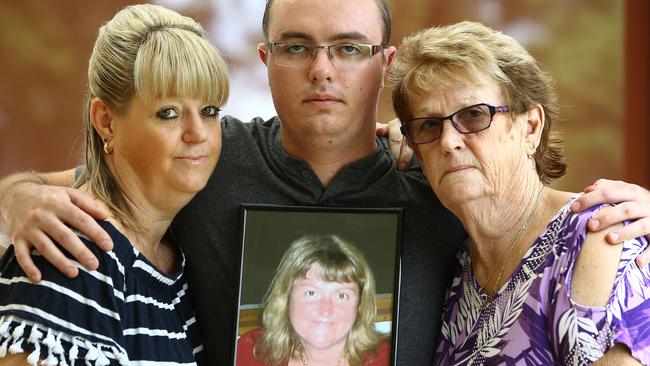 Kaye Eden, Kym’s son Joel Cobby, and mother Olwyn Schulz. Picture Glenn Hampson.