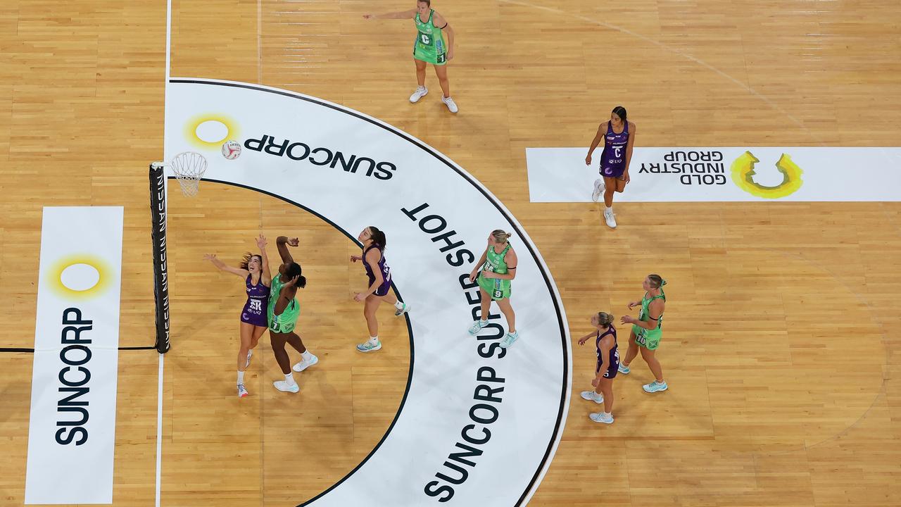 Jhaniele Fowler of the Fever puts a shot up in Super Netball. Picture: Paul Kane/Getty Images