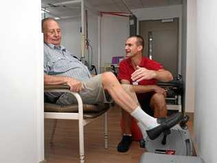 St Andrew's Ipswich Private Hospital have launched a new Day Patient Rehabilitation Program. Exercise physiologist Glenn Kirby with patient Ray Green. Picture: Rob Williams