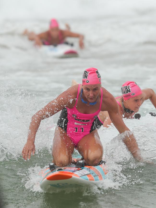 25/02/17. North Cronulla Beach, NSW, Australia. Pics by Julian Andrews. Action from the Men's Iron-man competition. Danielle McKenzie heading to the shore