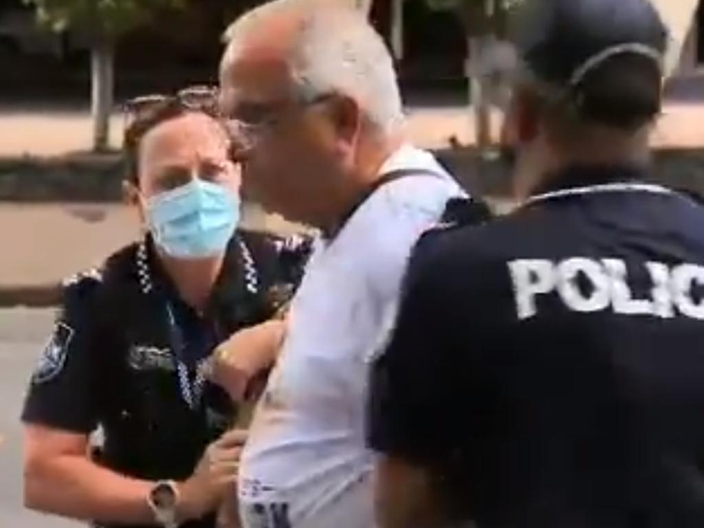 Police cracked down on those not wearing masks. Picture: Nine News Queensland