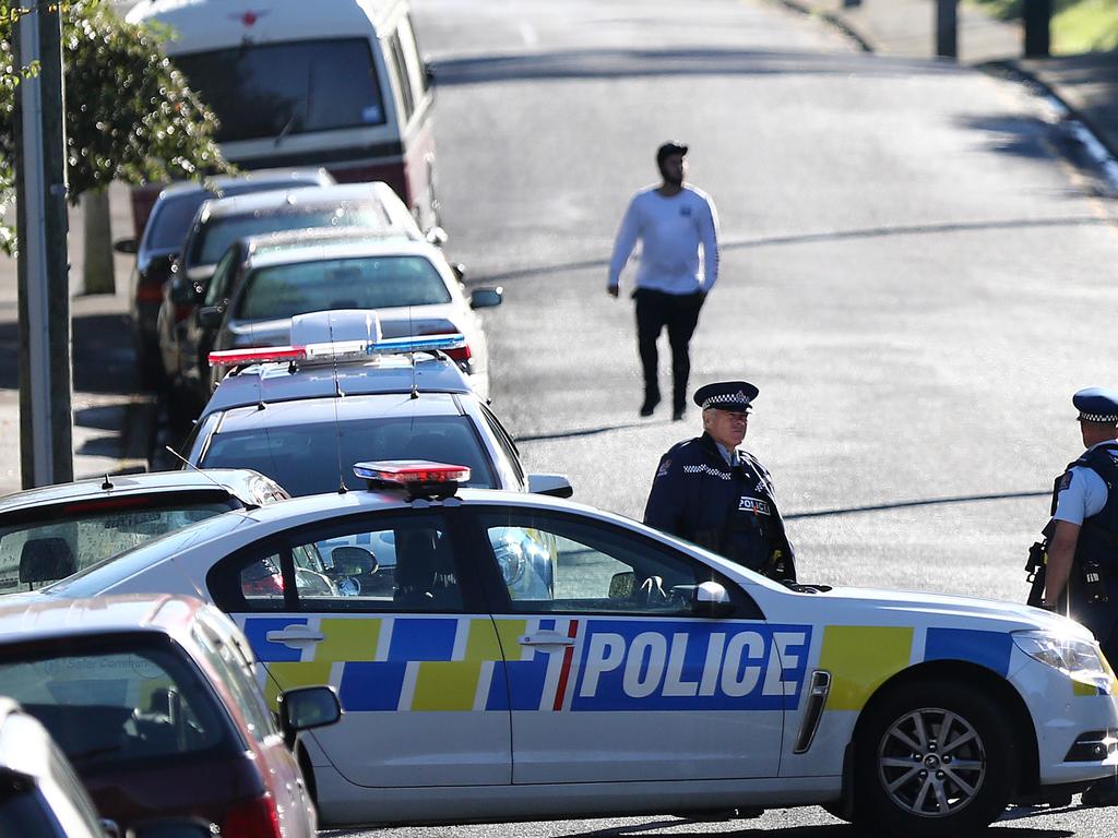 Police investigate a property at Somerville St in Dunedin, New Zealand. Residents were evacuated. Picture: Getty Images