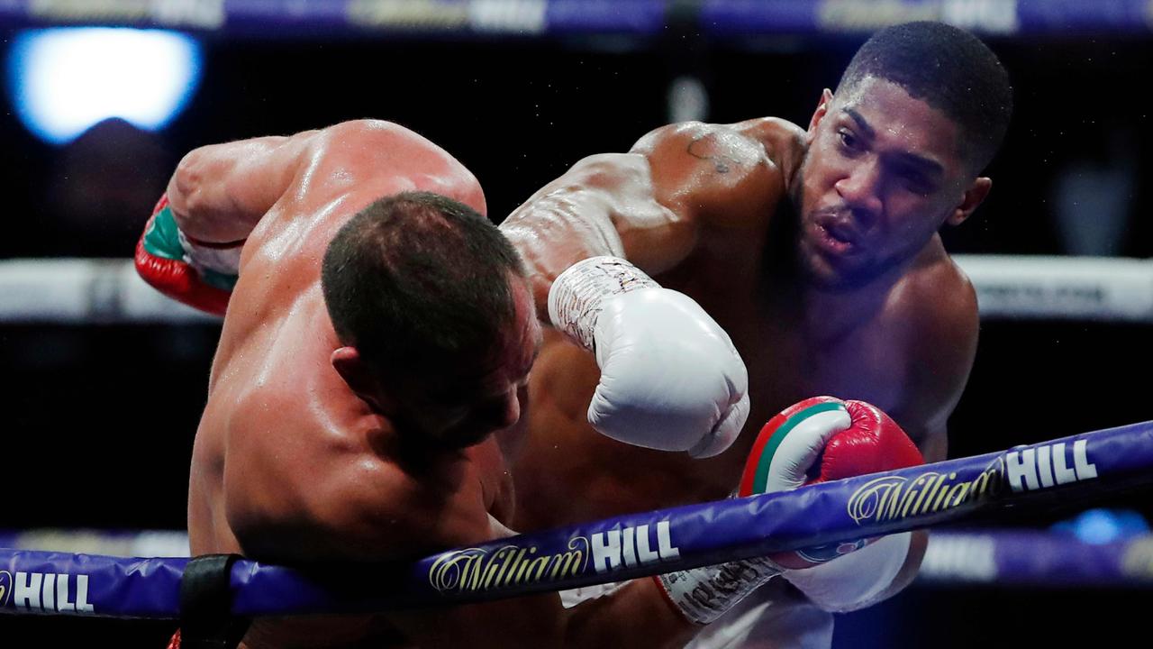 Britain's Anthony Joshua (R) is ready to defend his heavyweight world title belt this weekend.