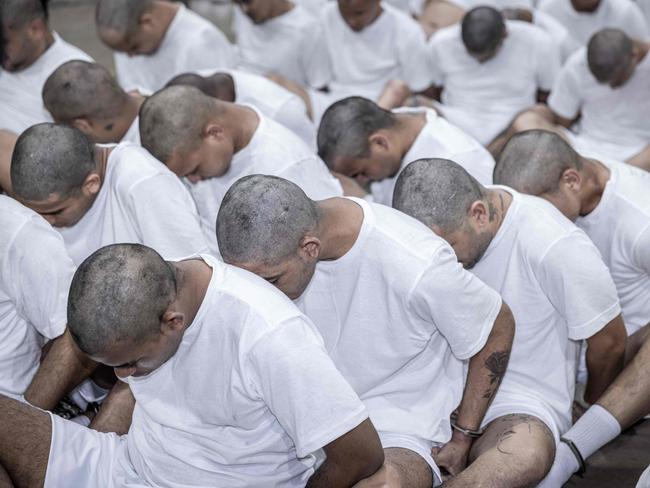 The US has sent over 200 alleged members of a Venezuelan gang to be imprisoned in El Salvador. Picture: AFP