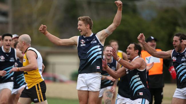 Leigh Kimpton became 2022’s first player in metro footy to reach the ton. Photo: Hamish Blair