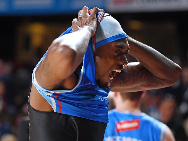 A frustrated Robert Franks after the final whistle. Picture: Mark Brake/Getty Images