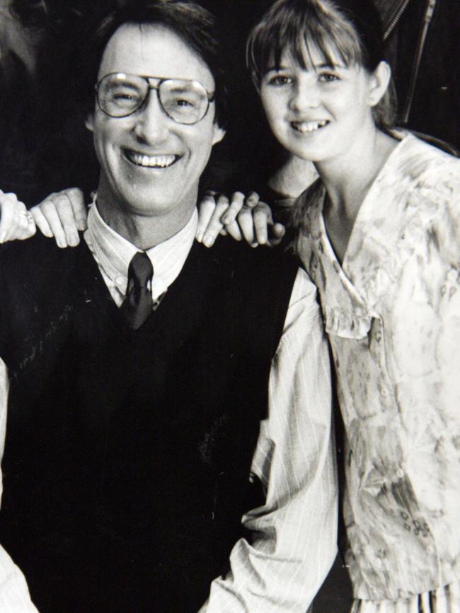 Hughes with one of his victims, fellow actor Sarah Monahan.