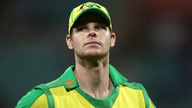 Steve Smith could make a shock return as skipper should Aaron Finch not pass fit for the next T20 against India. Picture: Ryan Pierse/Getty Images