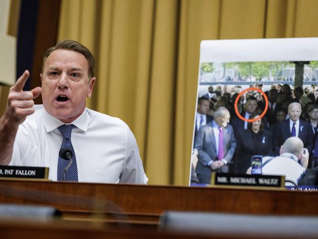 Republican Pat Fallon gets into a heated exchange with US Secret Service Acting Director Ronald Rowe Jr. during the hearing at the Rayburn House Office Building in Washington DC. Picture: Getty Images via AFP