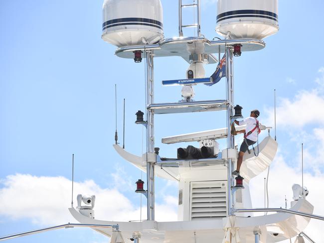 People aboard The Felix, moored at the Port. Picture: AAP / Keryn Stevens