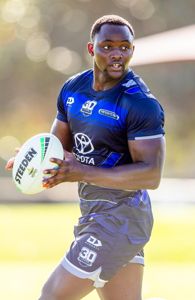 North Queensland Cowboys forward Emarly Bitungane during pre-season training. Picture: Alix Sweeney / North Queensland Cowboys.