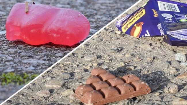 A trail of chocolate and lollies has led police to arrest four alleged teenage robbers in Glenside. Picture: Brenton Edwards