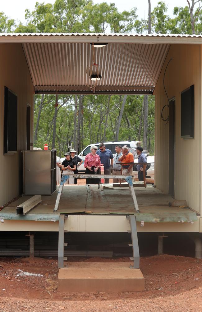 Territory leaders, politicians and bureaucrats on a site tour of the Anindilyakwa Healing Centre, Groote Eylandt on Friday February 2. Picture: Zizi Averill