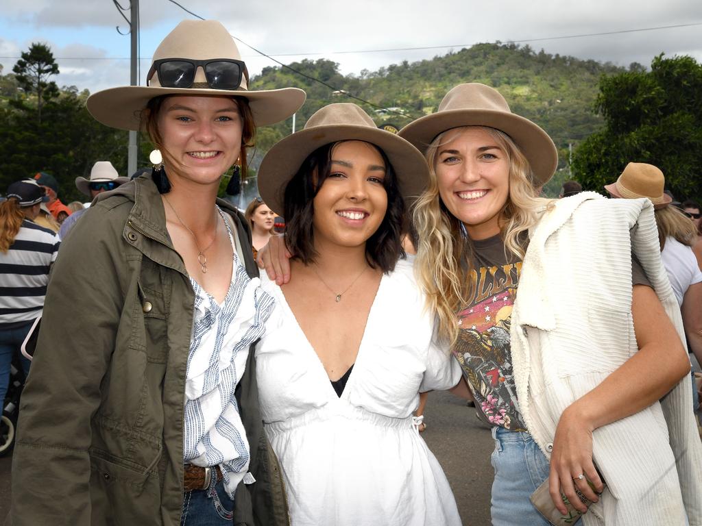 Chloe Bradford, Nikayla Pepin and Grace Armstrong. Meatstock Festival, Toowoomba showgrounds. April 2022