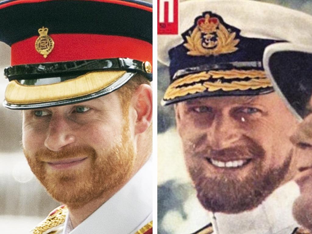 A chip off the old block. Prince Harry, pictured on the left, and Prince Philip on the right.