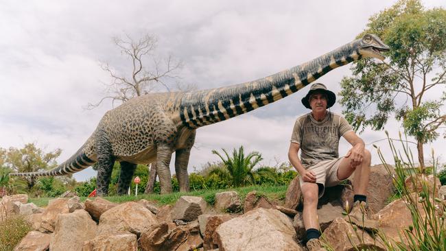 “I’m a bit of a dreamer”: Pottinger with titanosaur Jack. Picture: Wilhelm Philipp