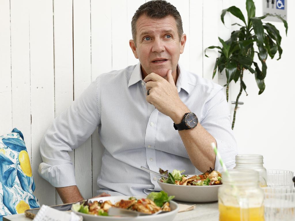 Former NSW Premier Mike Baird sat down at Albert and Moore in Freshwater. Picture: Richard Dobson