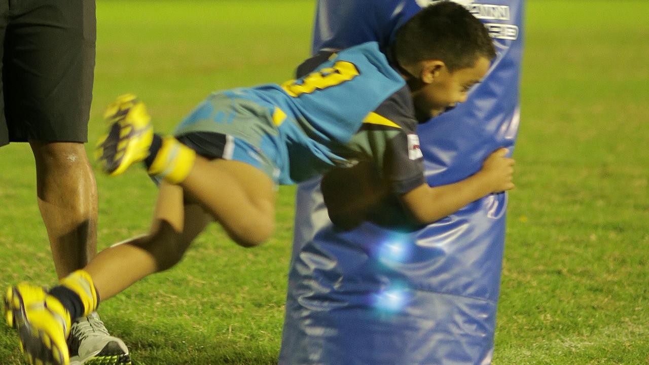 A young North Lakes Kangaroos junior Brian Pouniu aged six in 2014. Pic: Josh Woning.