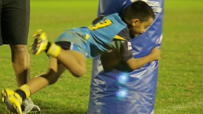 A young North Lakes Kangaroos junior Brian Pouniu aged six in 2014. Pic: Josh Woning.