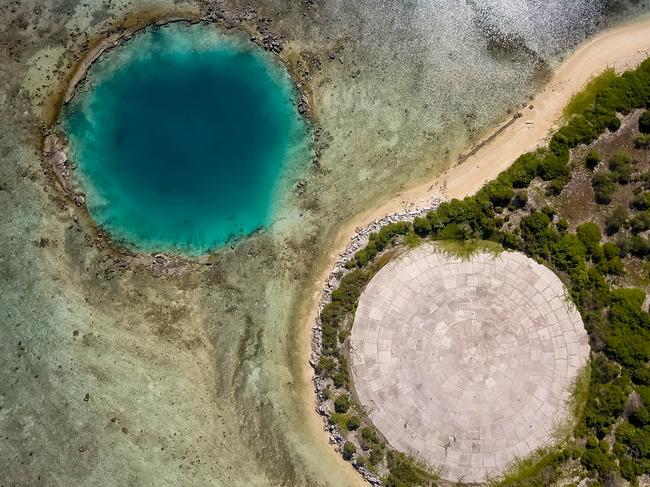 A deep crater can be seen sitting alongside the Dome, which houses 400 lumps of plutonium. Picture: ABC