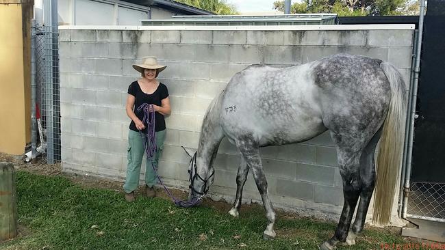 Breeder and trainer Elizabeth Forrester with Kick 'n' Tel. Picture: Supplied.