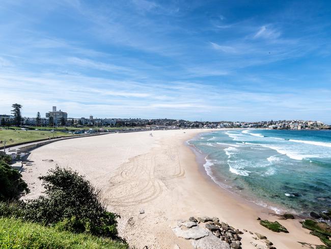 Empty Bondi beach photographed. Picture: Monique Harmer