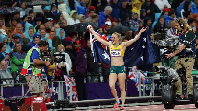 The great Sally Pearson after winning at the London Olympics 2012.