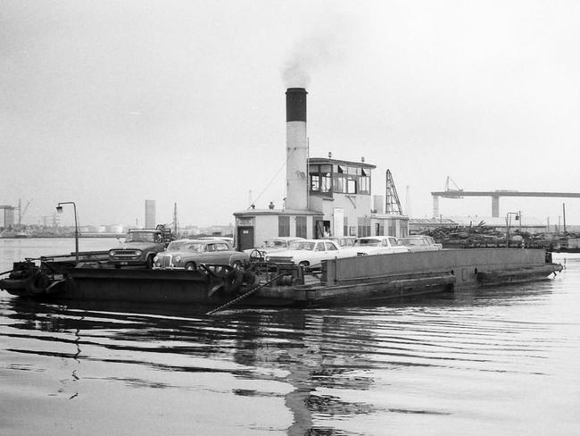 This image shows the old Williamstown Ferry with the West Gate Bridge under construction in the background in the 1970s. Picture: Supplied