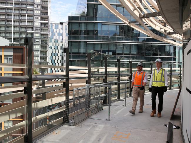 Construction manager Colin Townsend with Lendlease Urban Regeneration project director Neil Arckless. Picture: Sam Ruttyn